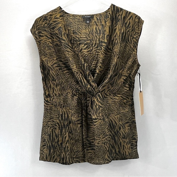 Halogen Twist Wrap Front Top Olive Black Splice Animal Size Small New - Picture 2 of 10